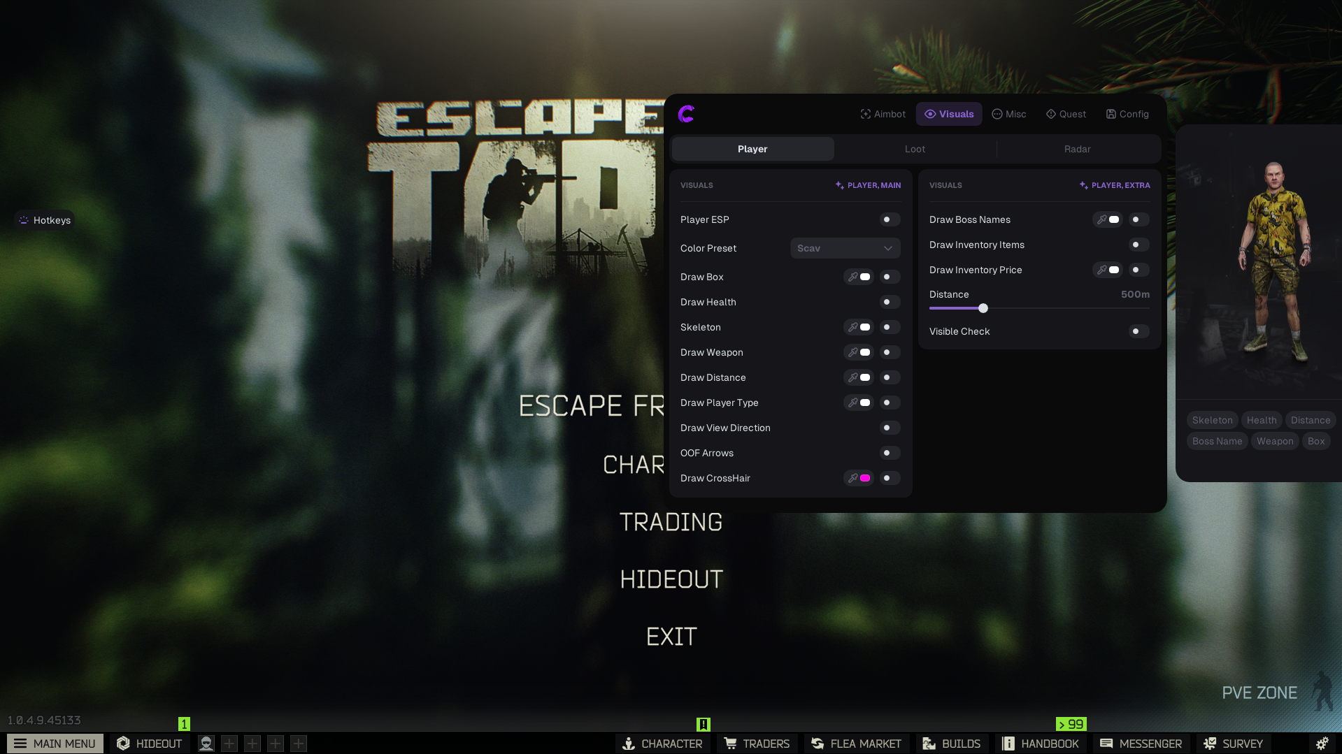 Приватный чит EFT COVCHEG для игры Escape from Tarkov